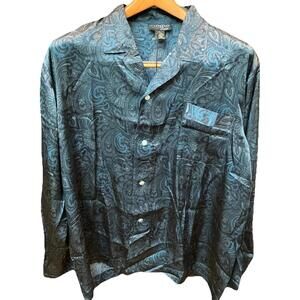 NWT Intimo Luxe Paisley Button Up Long Sleeve Silk Pajama Top Men's XL